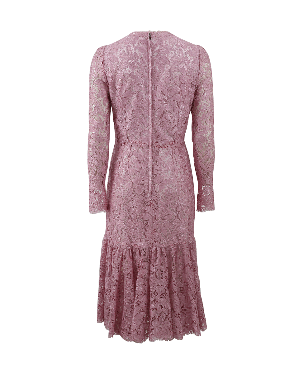 DOLCE & GABBANA-Lace Flounce Dress-PINK