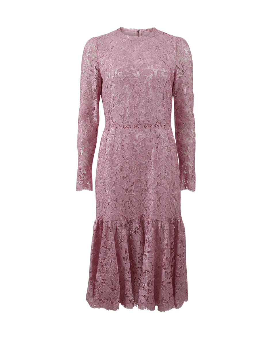 DOLCE & GABBANA-Lace Flounce Dress-PINK