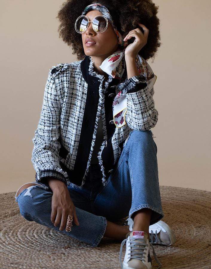 DOLCE & GABBANA-Decorative Buttoned Cropped Tweed Jacket-