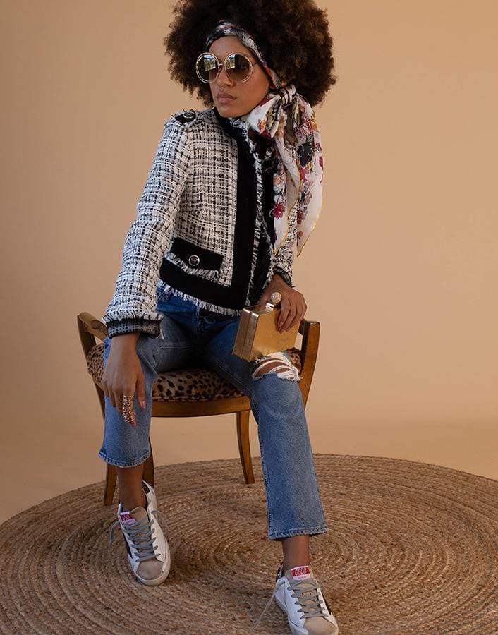 DOLCE & GABBANA-Decorative Buttoned Cropped Tweed Jacket-