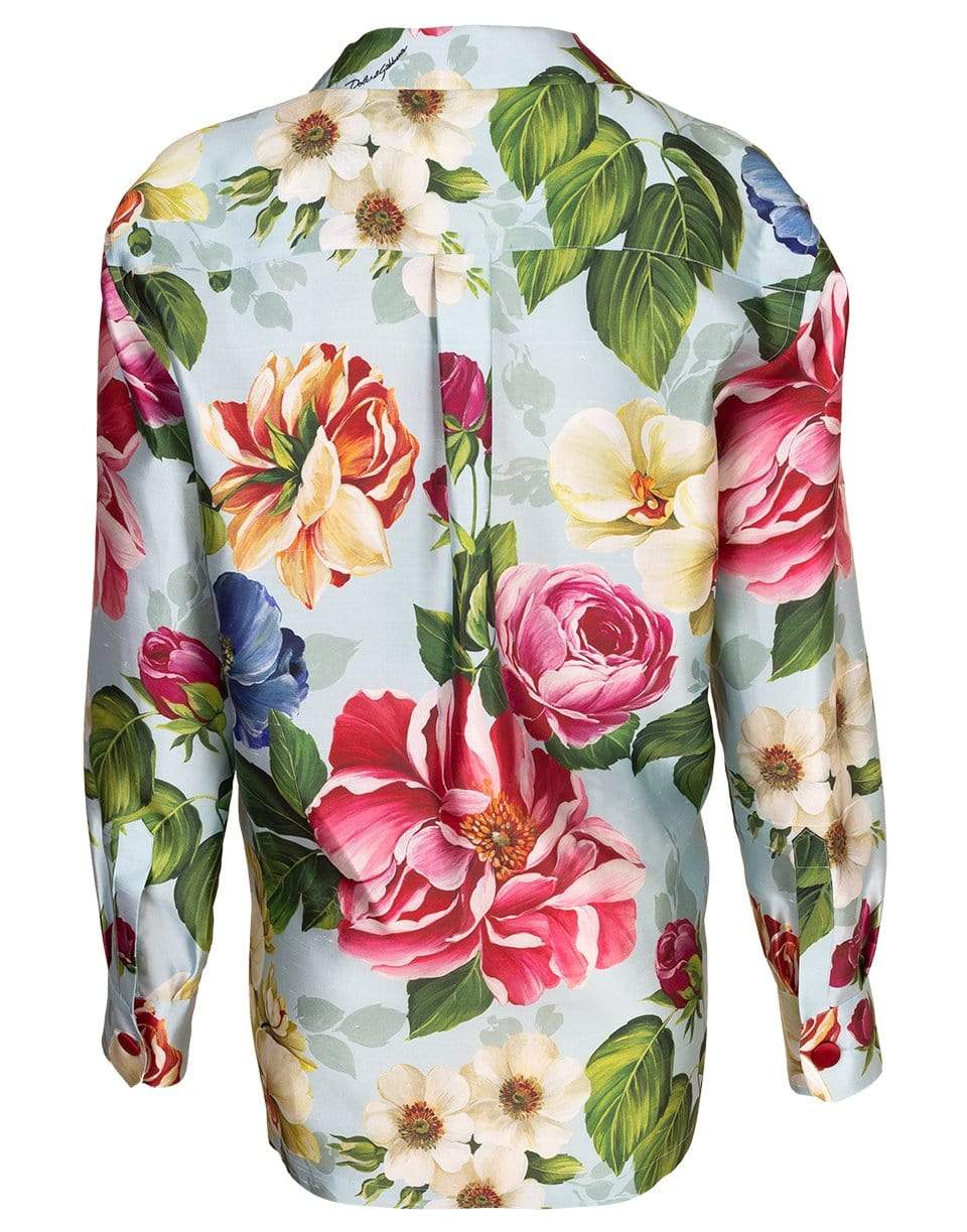 DOLCE & GABBANA-Oversized Double Breasted Print Blazer-BLUE
