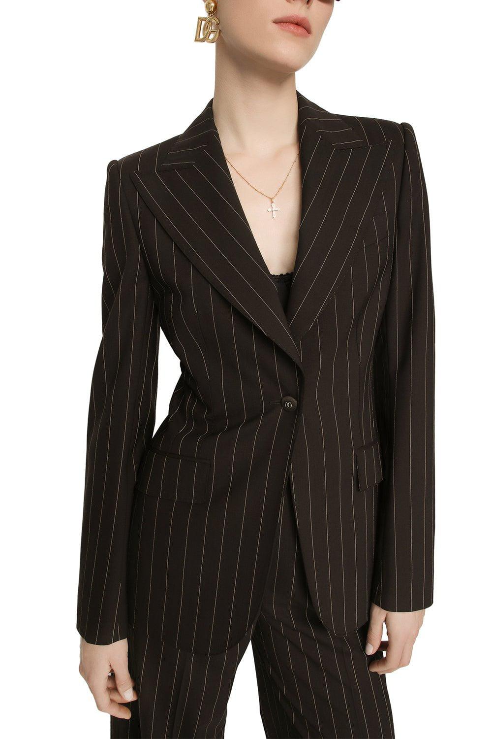 DOLCE & GABBANA-Pinstriped Single Breasted Blazer-
