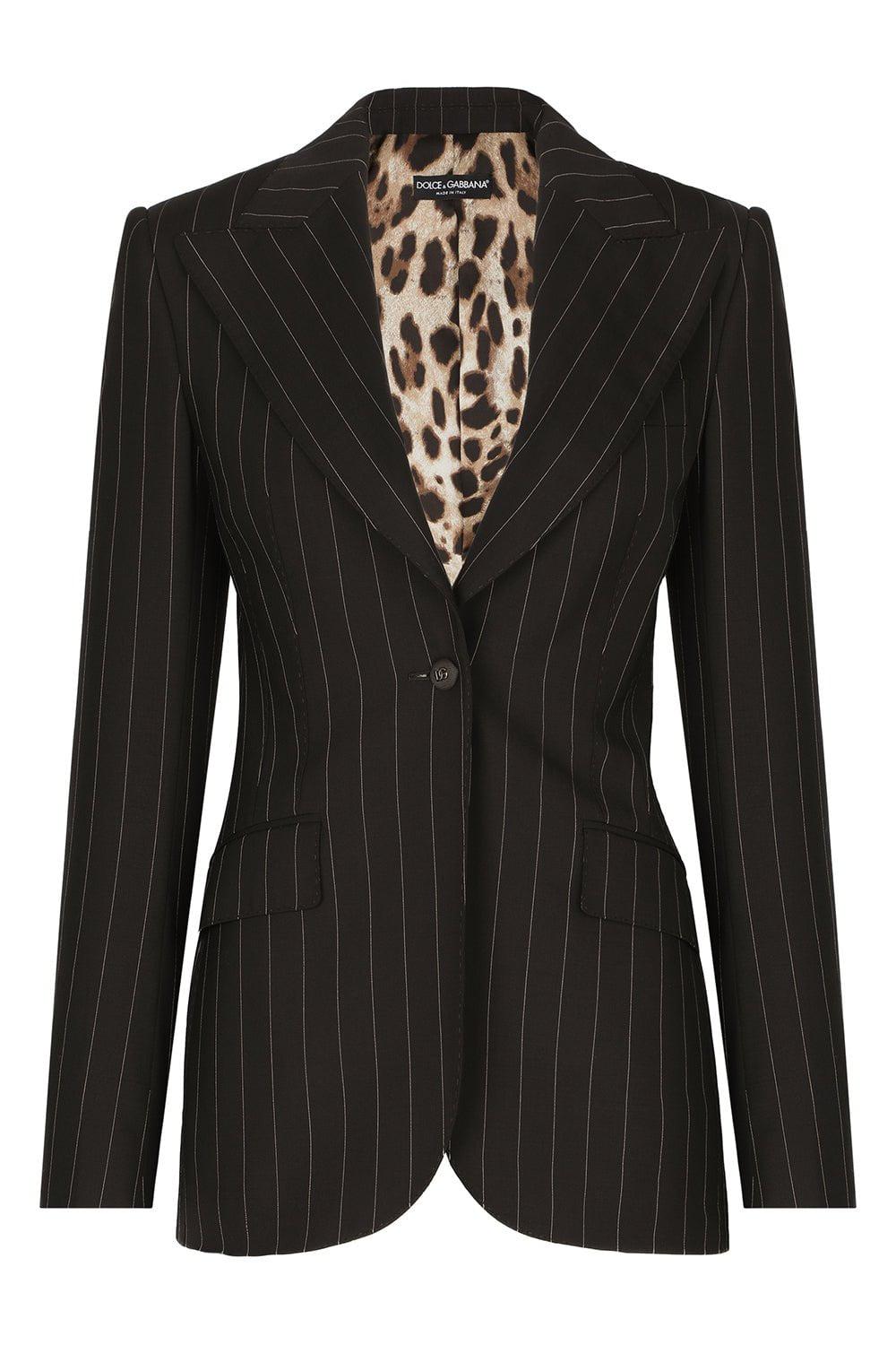 DOLCE & GABBANA-Pinstriped Single Breasted Blazer-