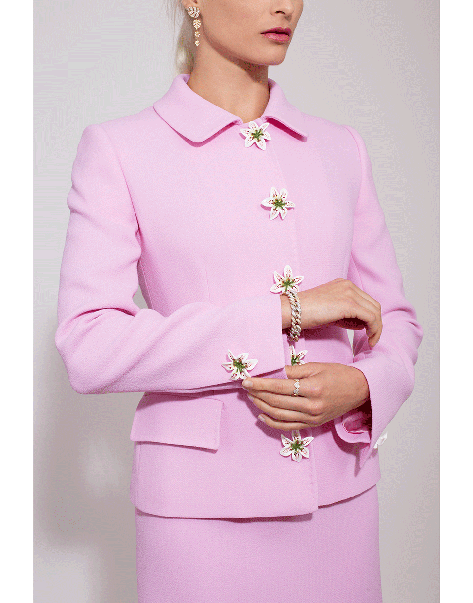 DOLCE & GABBANA-Structured Jacket with Lily Flower Buttons-ROSA