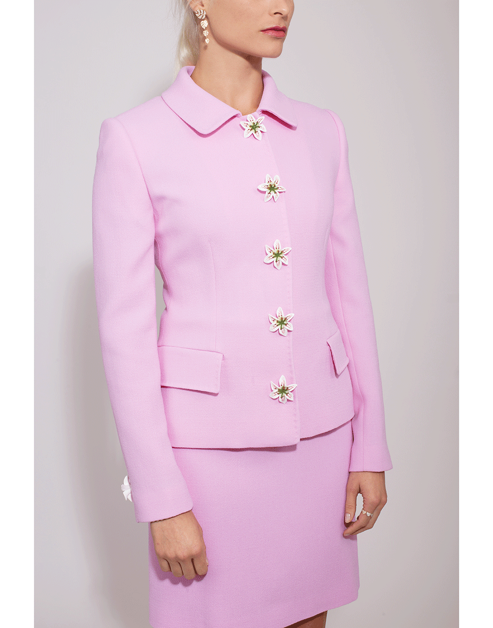 DOLCE & GABBANA-Structured Jacket with Lily Flower Buttons-ROSA