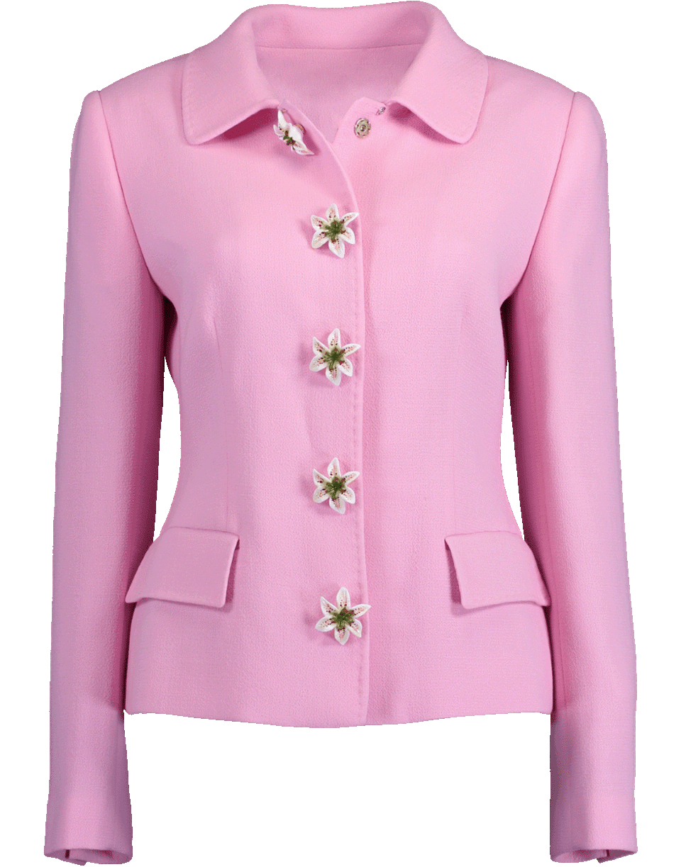 DOLCE & GABBANA-Structured Jacket with Lily Flower Buttons-ROSA