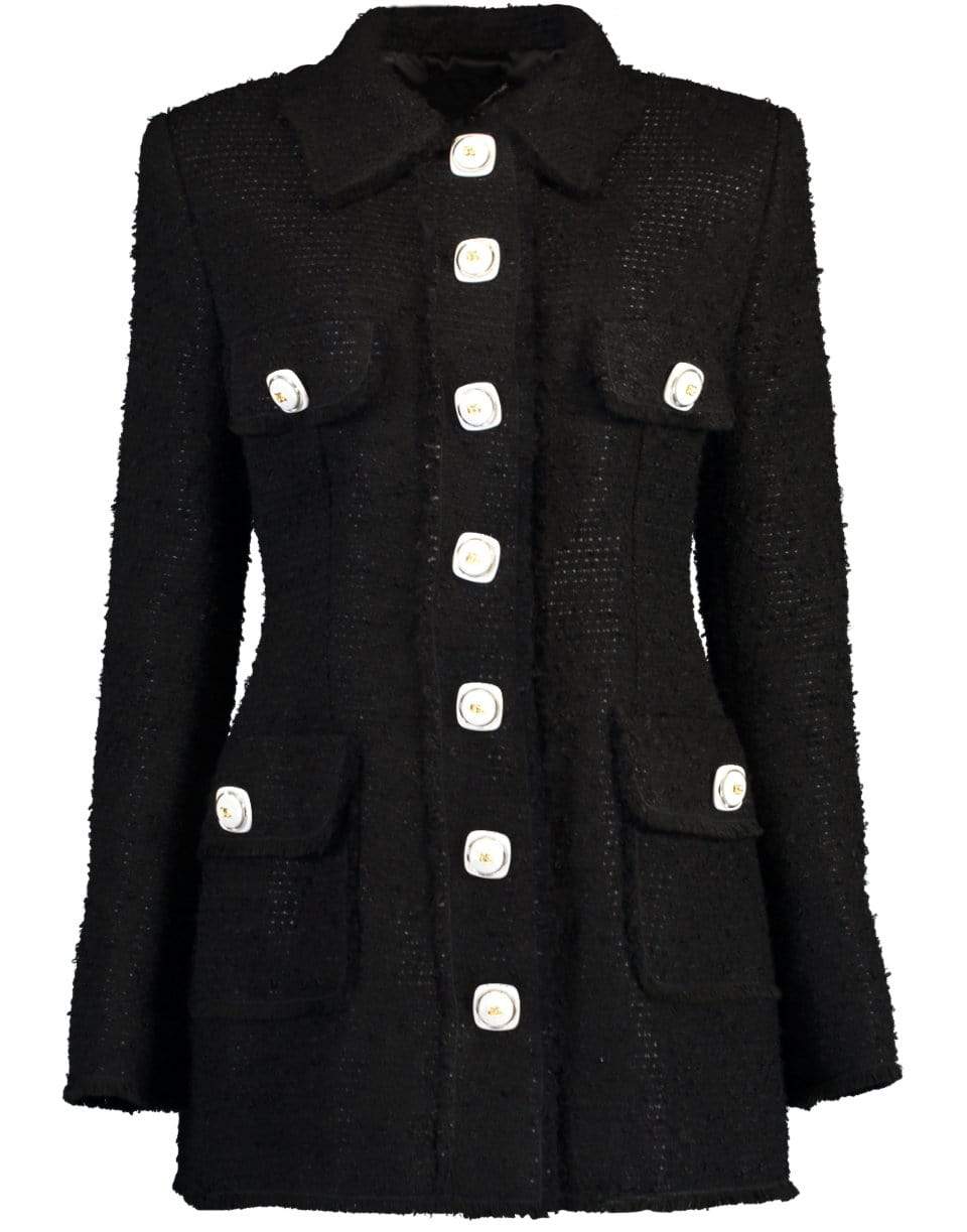 DOLCE & GABBANA-Boucle Tweed Shirt Collared Jacket-
