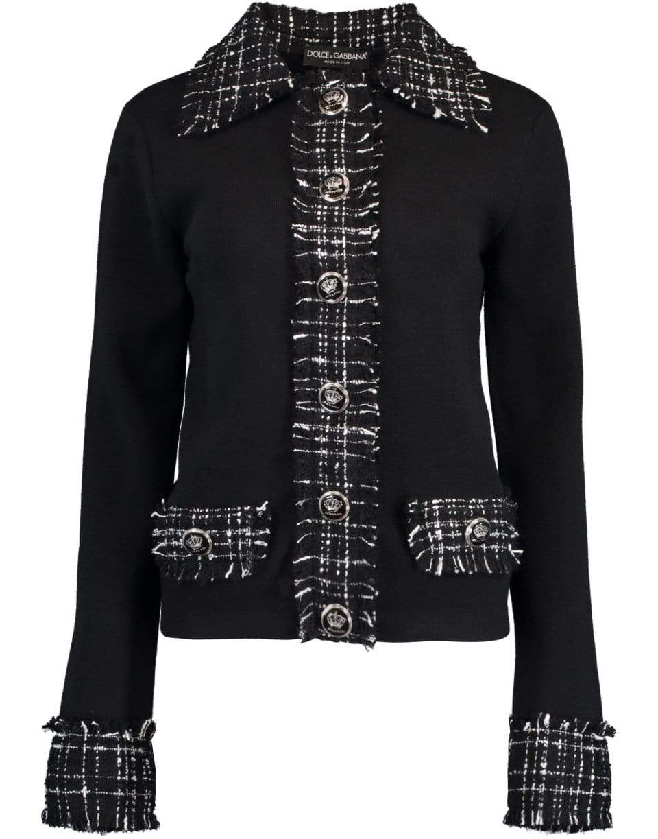 DOLCE & GABBANA-Tweed Detail Knit Jacket-