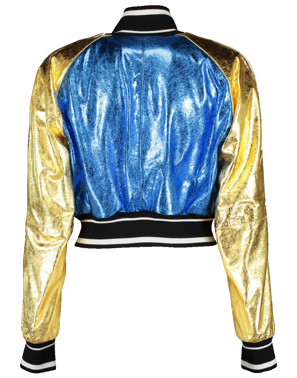 DOLCE & GABBANA-Leather Brocade Cropped Jacket-