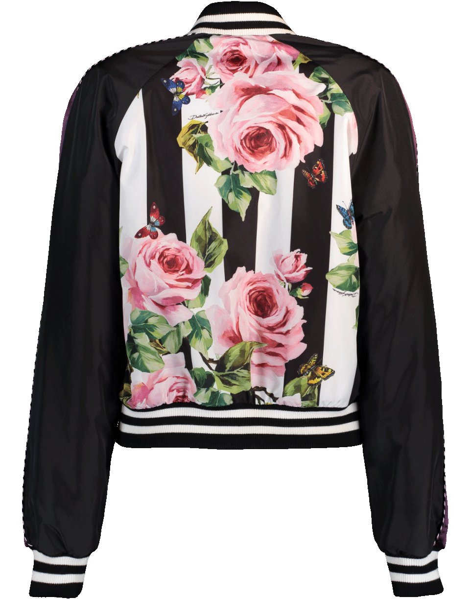 DOLCE & GABBANA-Floral And Striped Reversible Bomber Jacket-