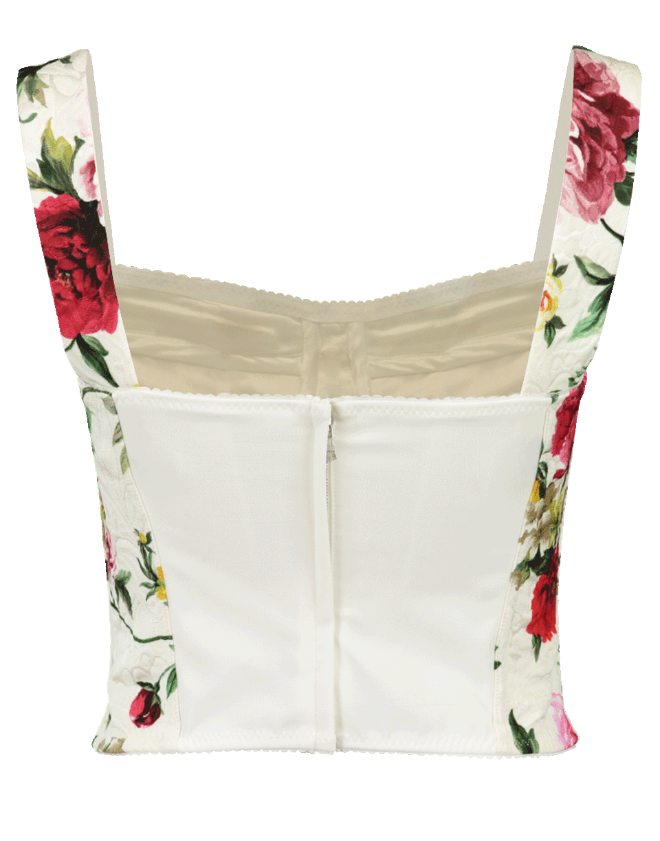 DOLCE & GABBANA-Brocade Bustier-WHITE