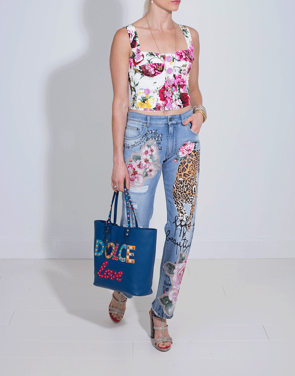 DOLCE & GABBANA-Brocade Bustier-WHITE