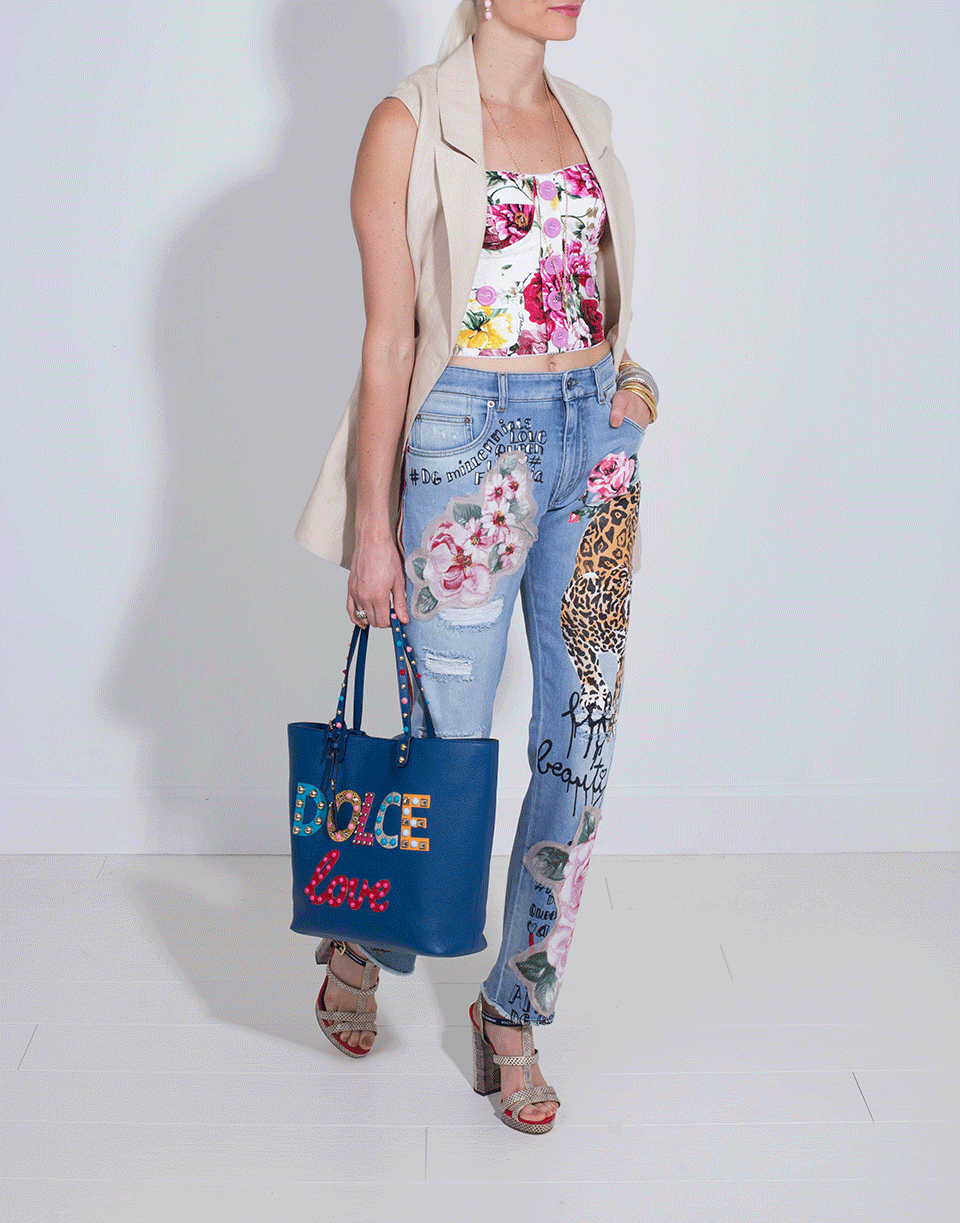 DOLCE & GABBANA-Brocade Bustier-WHITE