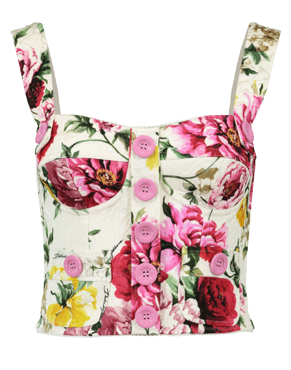 DOLCE & GABBANA-Brocade Bustier-WHITE