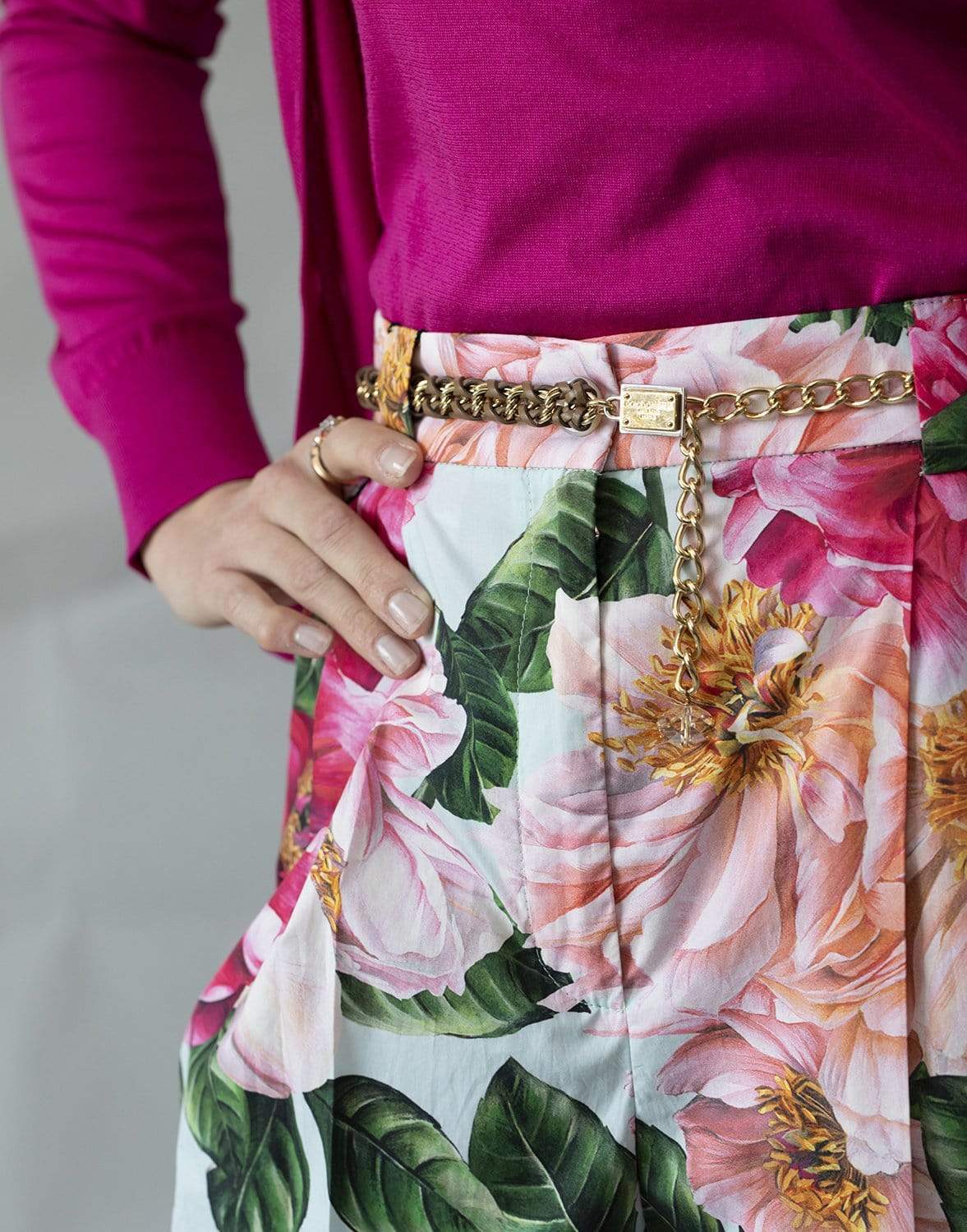DOLCE & GABBANA-Camellia-Print Poplin Culotte Pant-