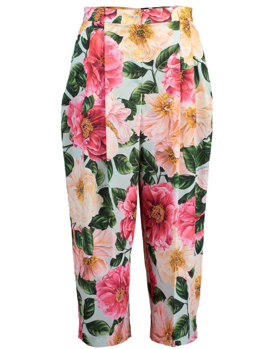 DOLCE & GABBANA-Camellia-Print Poplin Culotte Pant-