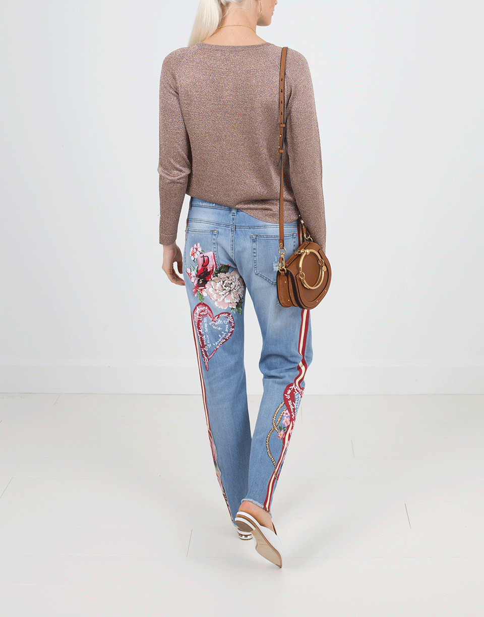 DOLCE & GABBANA-Floral And Leopard Distressed Jean-