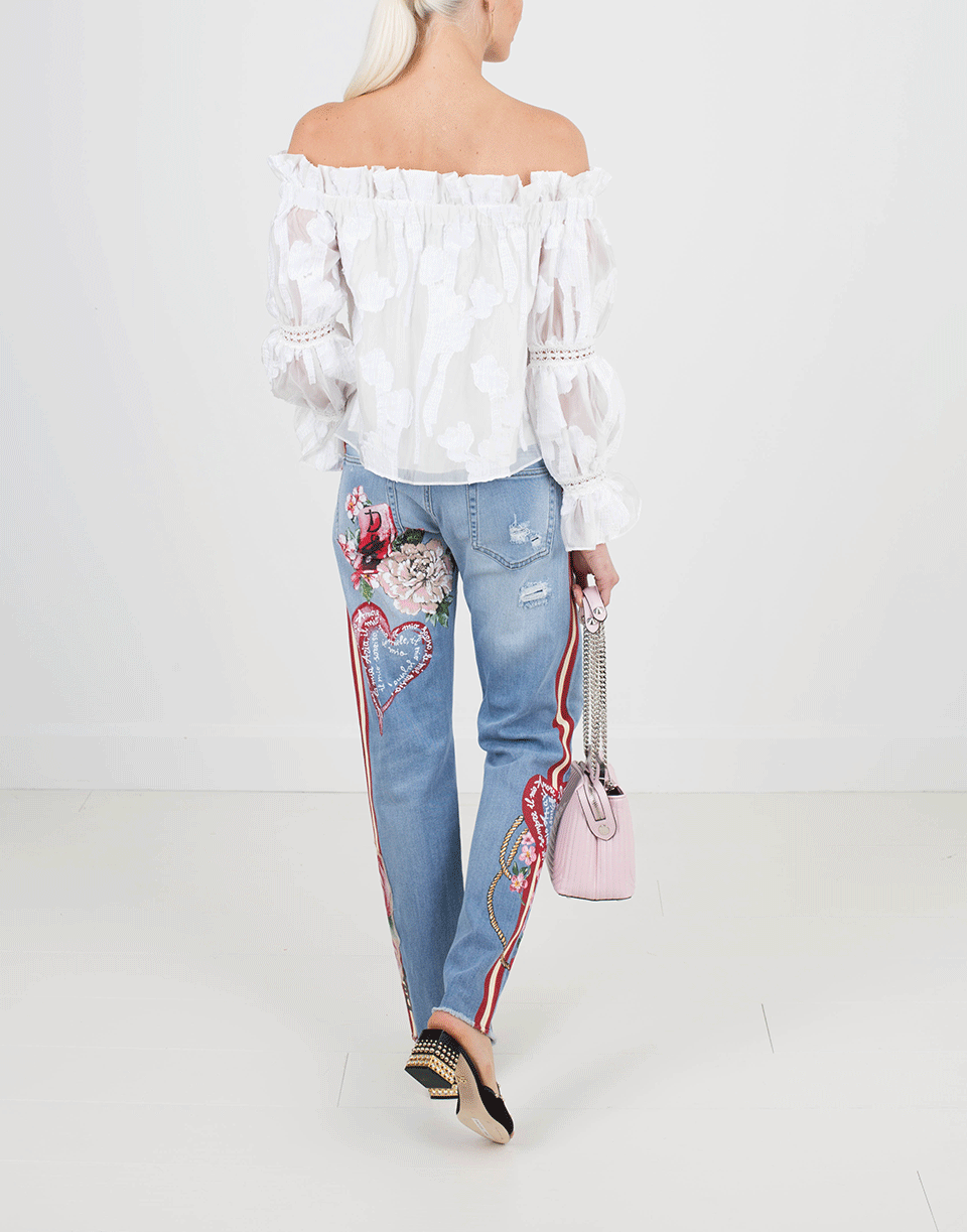 DOLCE & GABBANA-Floral And Leopard Distressed Jean-
