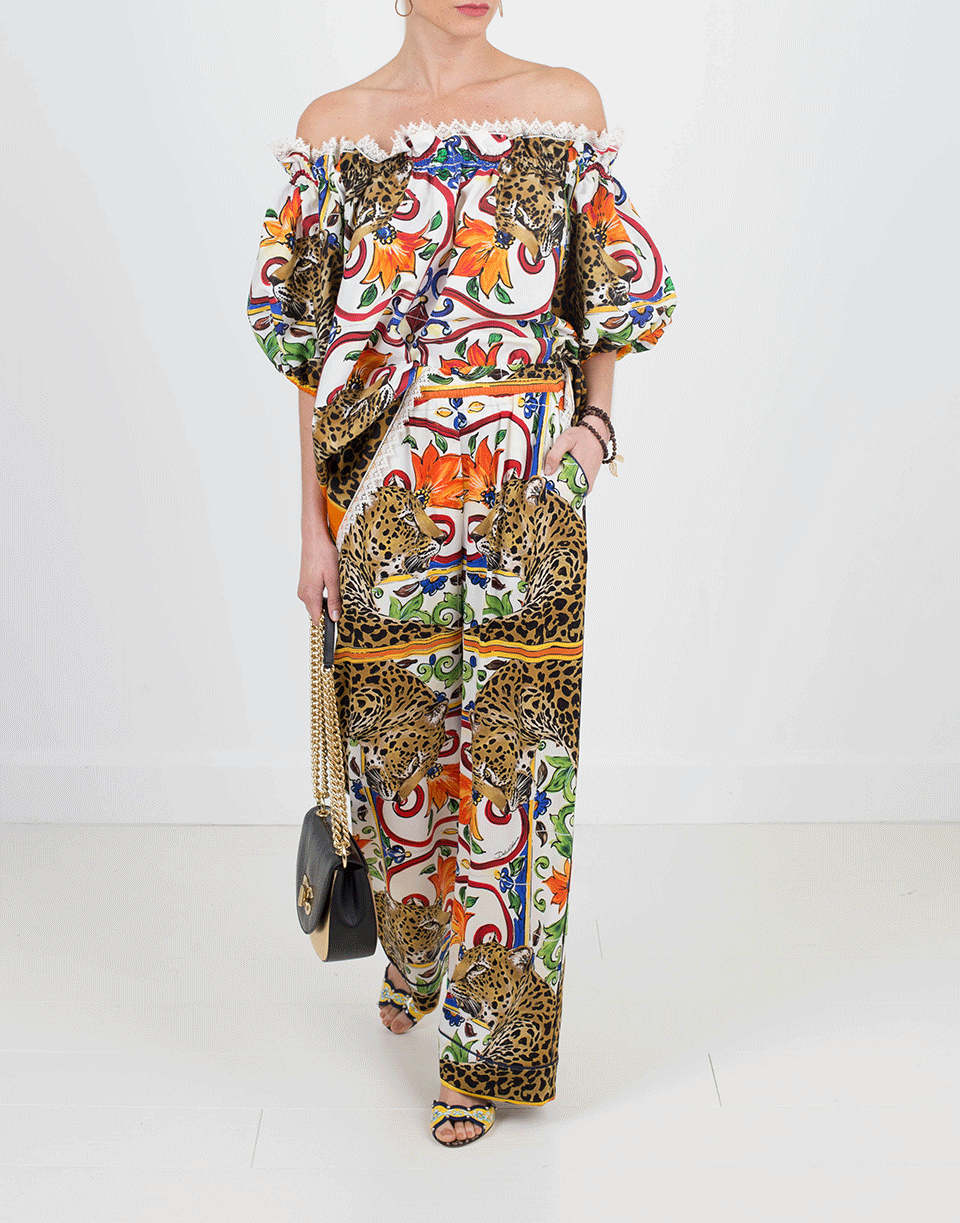 DOLCE & GABBANA-Silk Palazzo Pant-