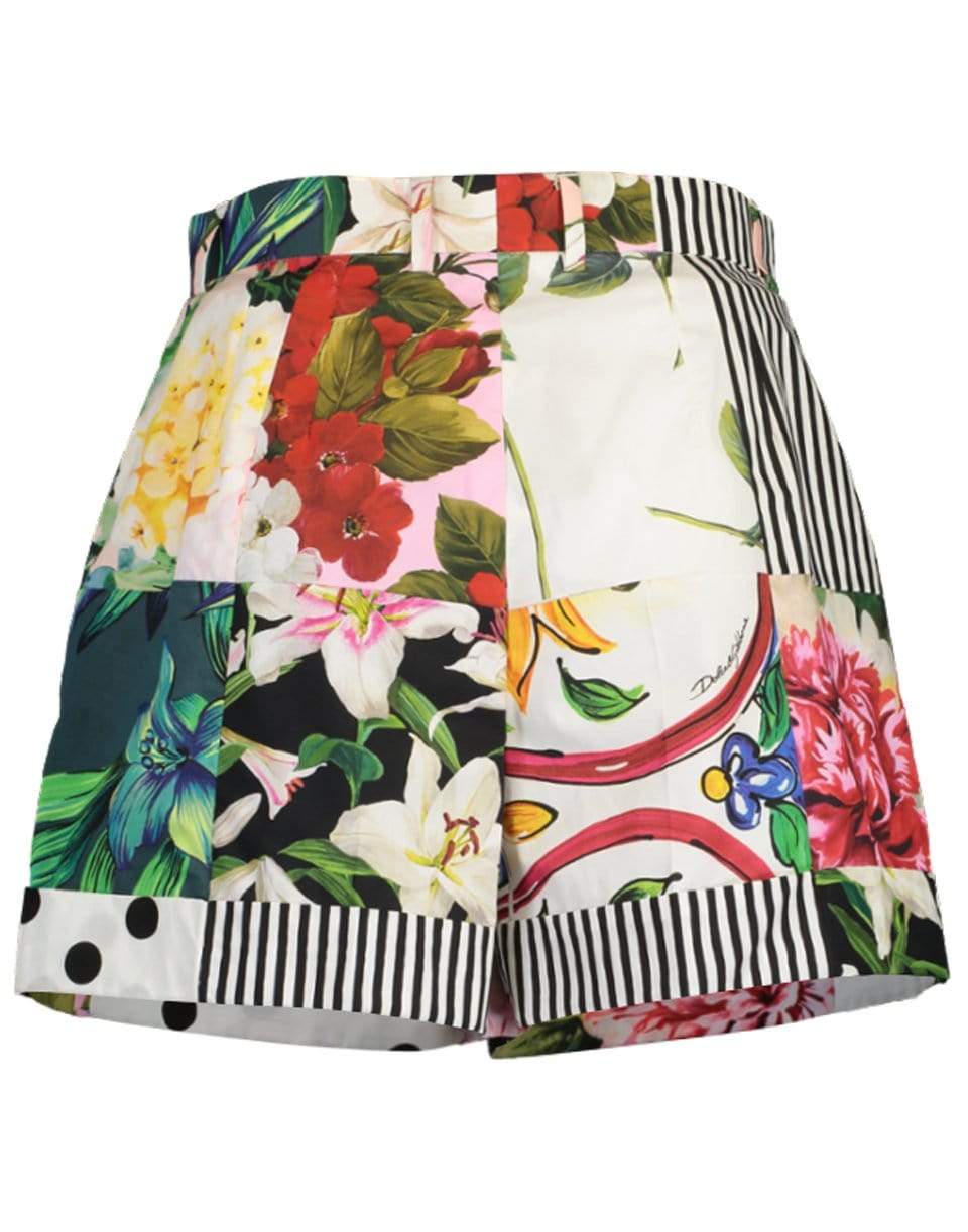 DOLCE & GABBANA-Poplin Patchwork Shorts-