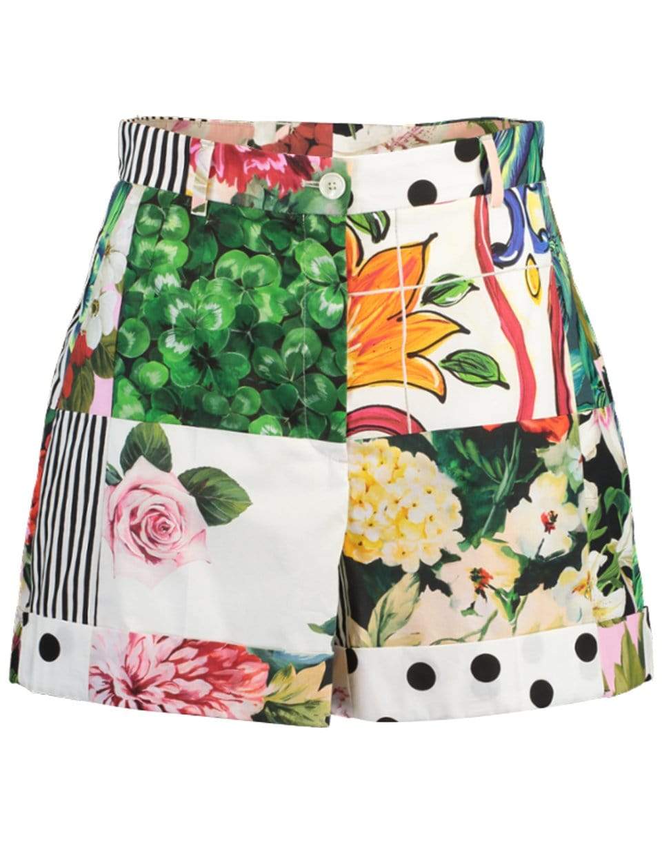 DOLCE & GABBANA-Poplin Patchwork Shorts-