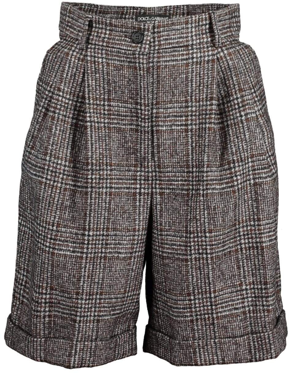 DOLCE & GABBANA-Tartan Check Pleated Front Shorts-