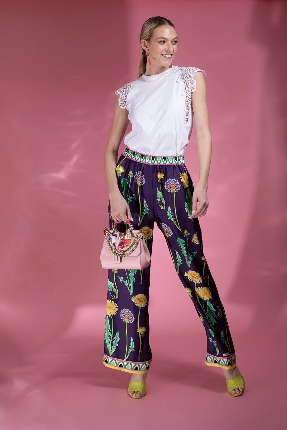 DOLCE & GABBANA-High Waist Twill Pants-
