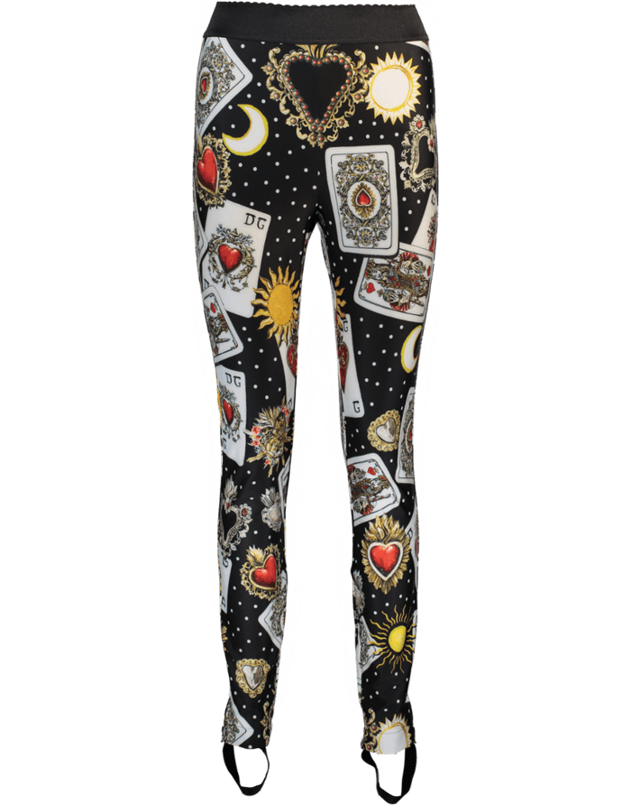 DOLCE & GABBANA-Love Deck Print Jersey Legging-