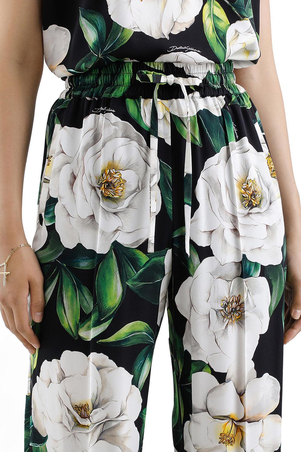 Gardenia Pants-GARDENIA/NERO-40-CLOTHINGPANTWIDE LEG-DOLCE & GABBANA