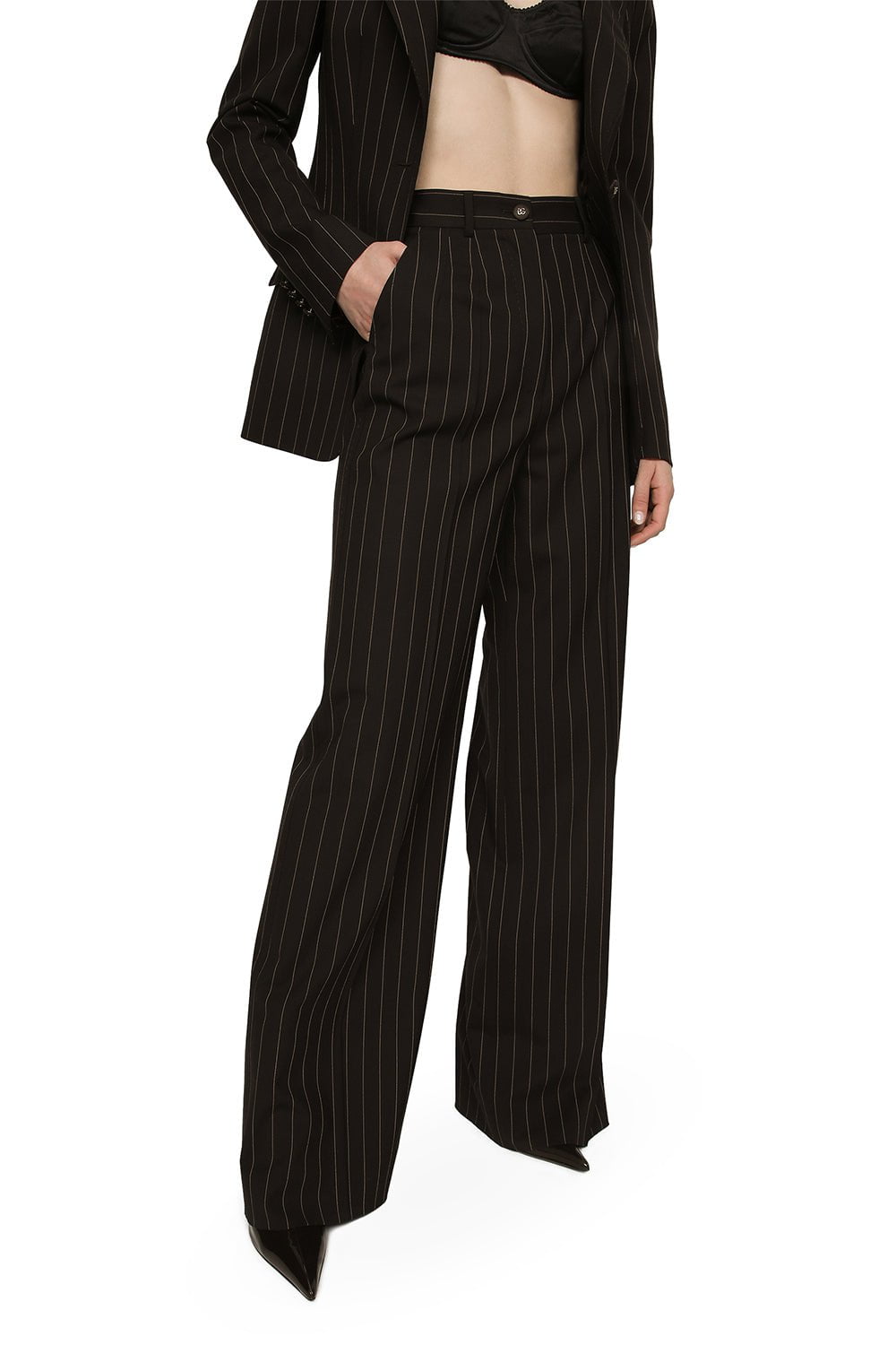 DOLCE & GABBANA-Pinstriped Wide Leg Pant-