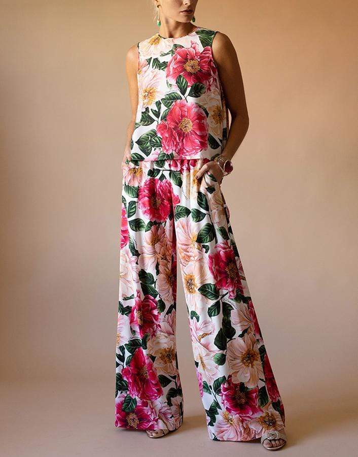 DOLCE & GABBANA-Floral Print Palazzo Pant-