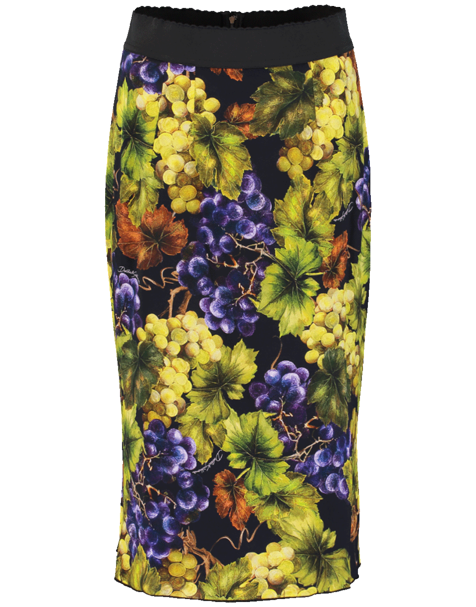 DOLCE & GABBANA-Grape Print Pencil Skirt-