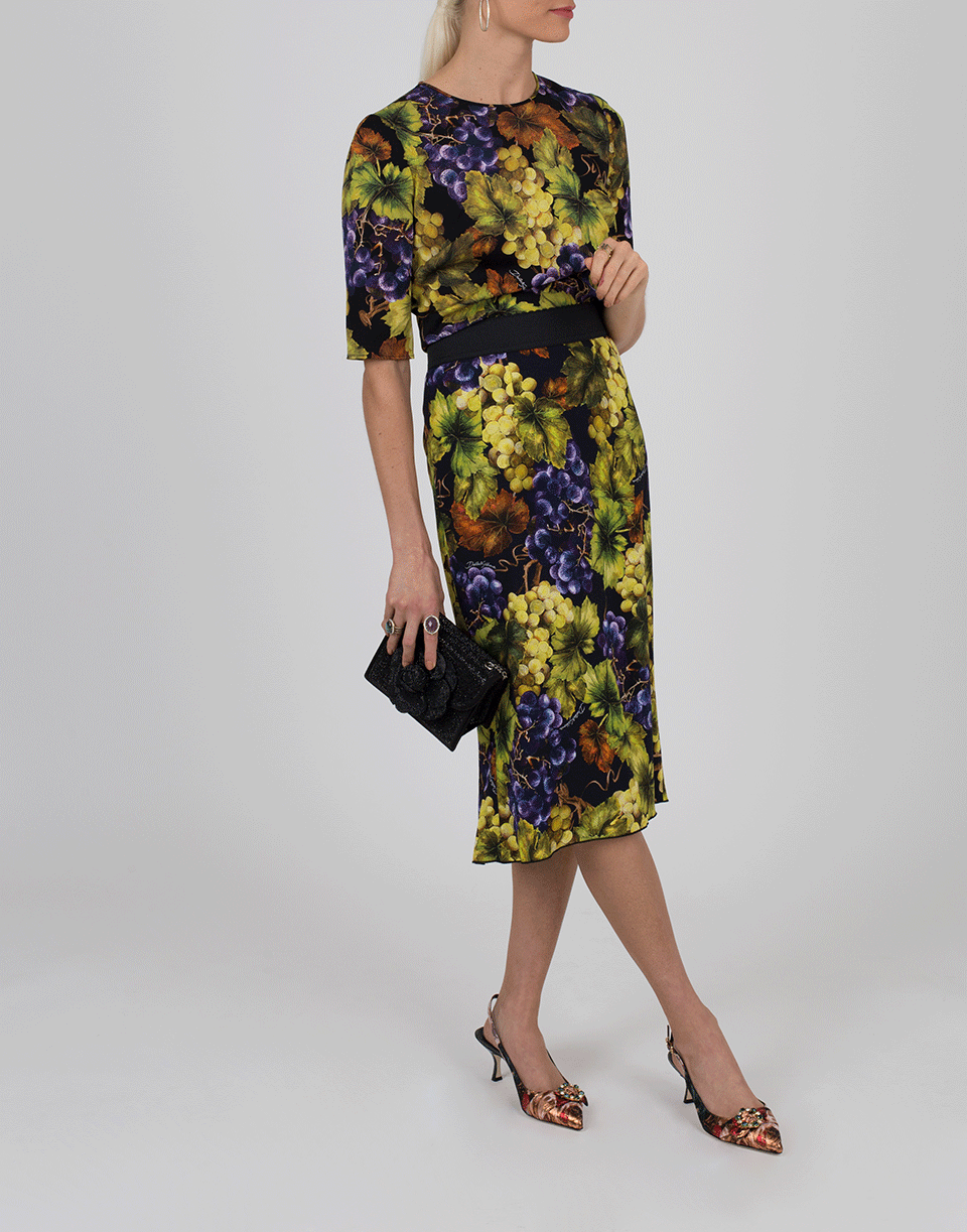 DOLCE & GABBANA-Grape Print Pencil Skirt-