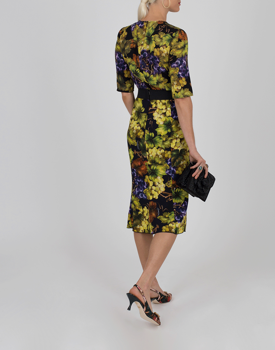 DOLCE & GABBANA-Grape Print Pencil Skirt-