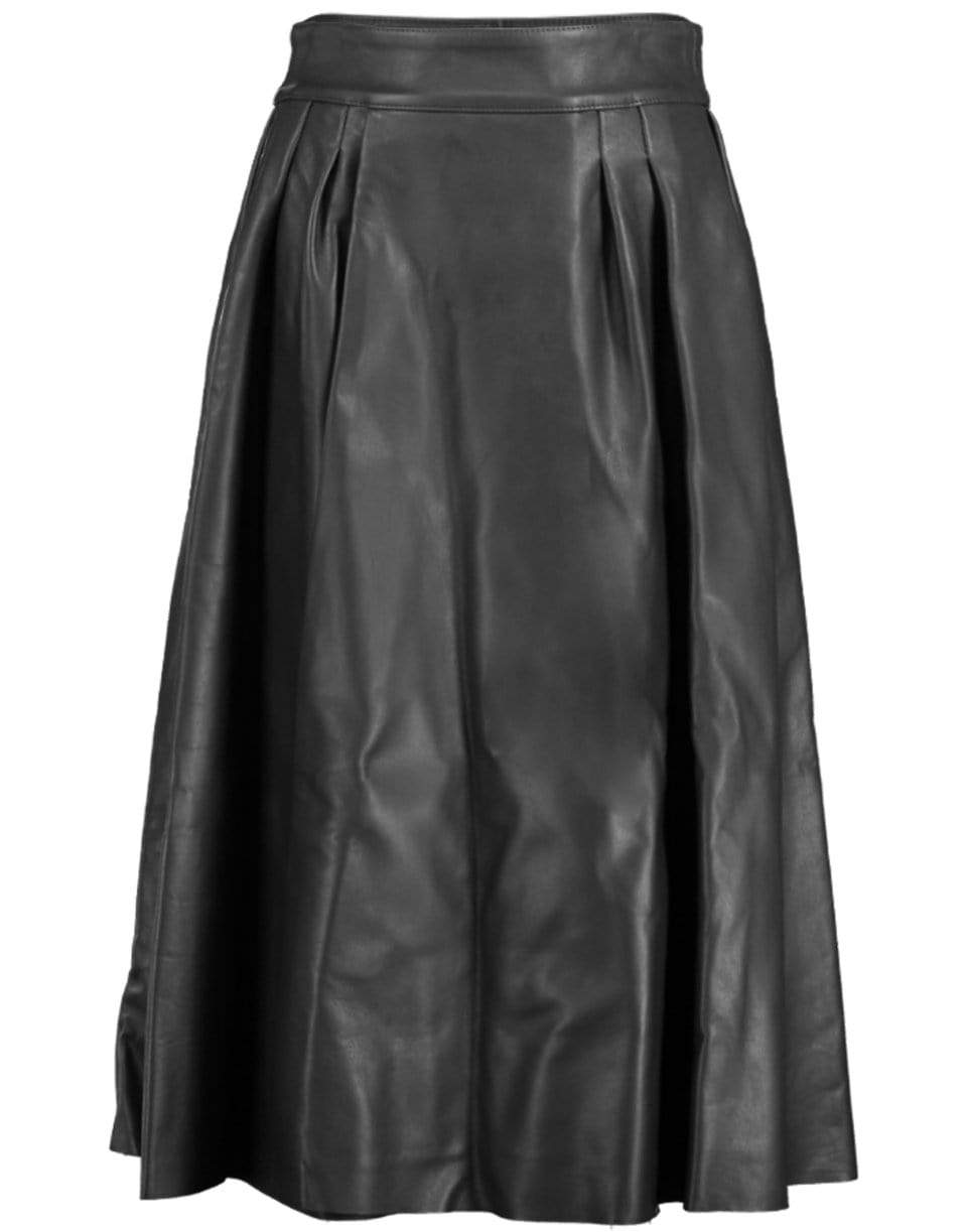 DOLCE & GABBANA-Pleated Leather Skirt-