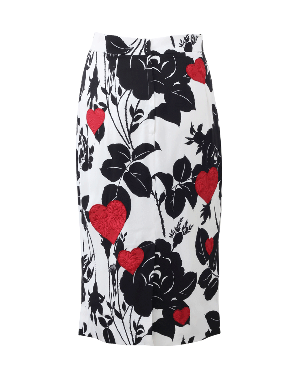 DOLCE & GABBANA-Rose Print Stretch Skirt-