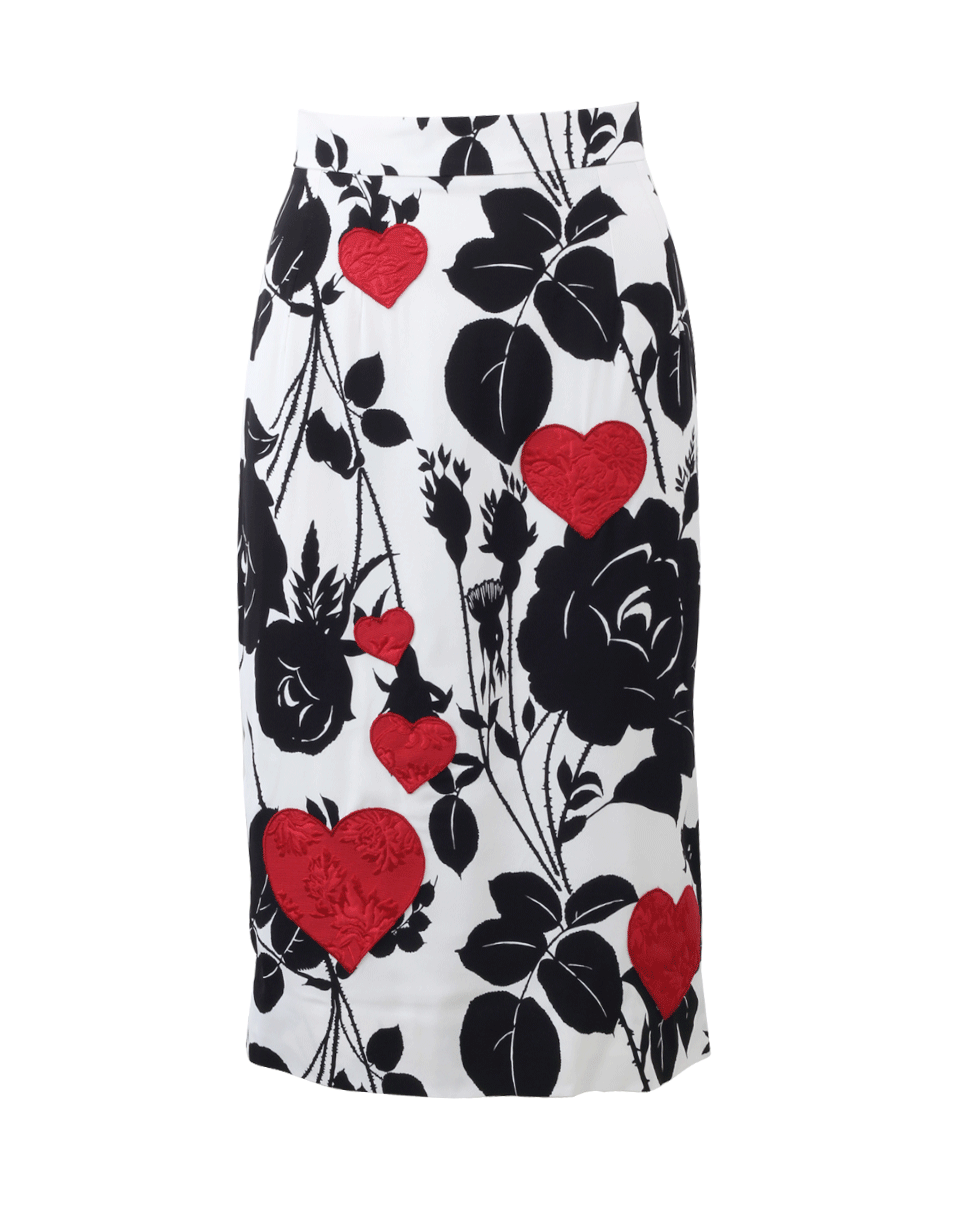 DOLCE & GABBANA-Rose Print Stretch Skirt-