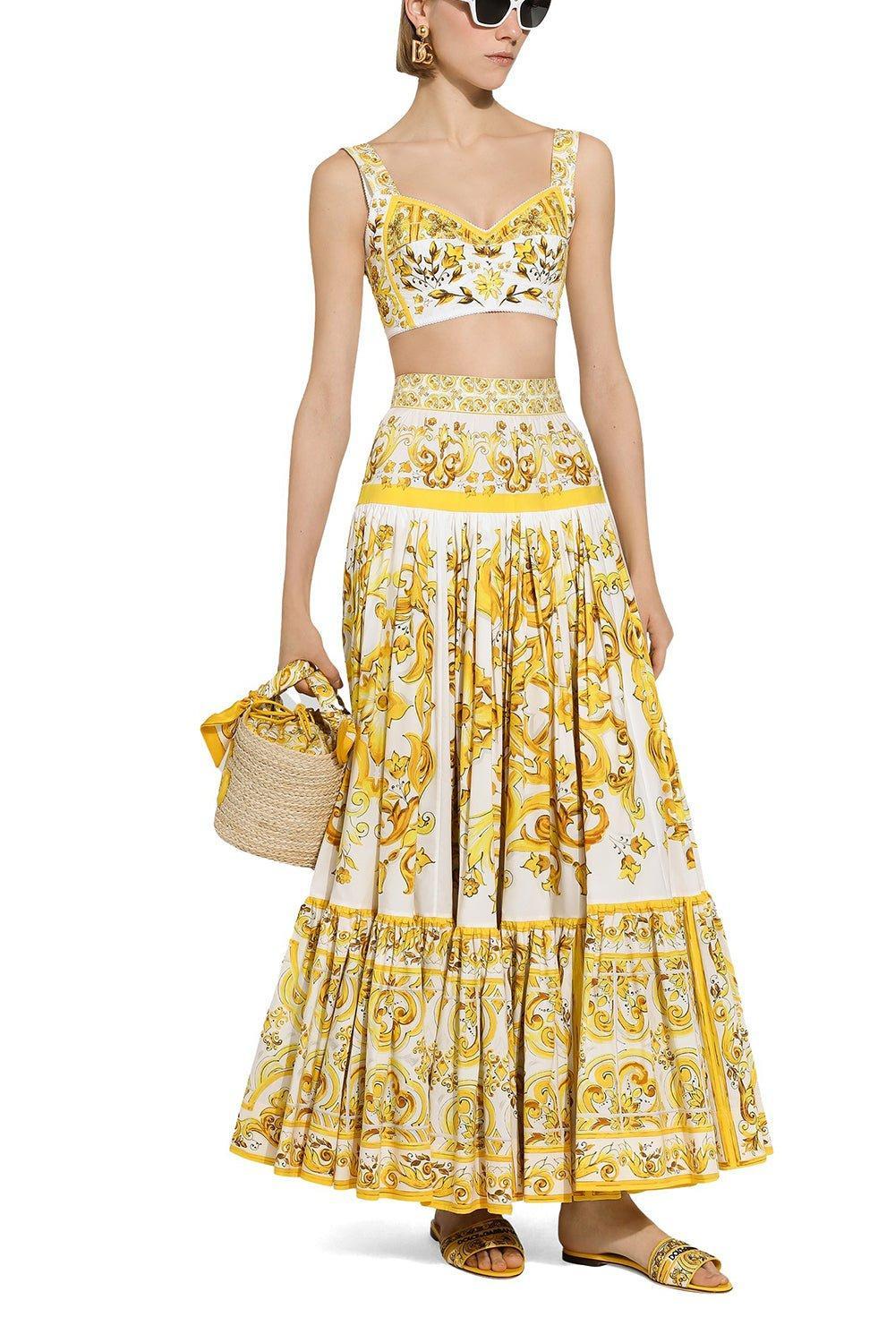 DOLCE & GABBANA-Maiolica Ruffle Maxi Skirt-