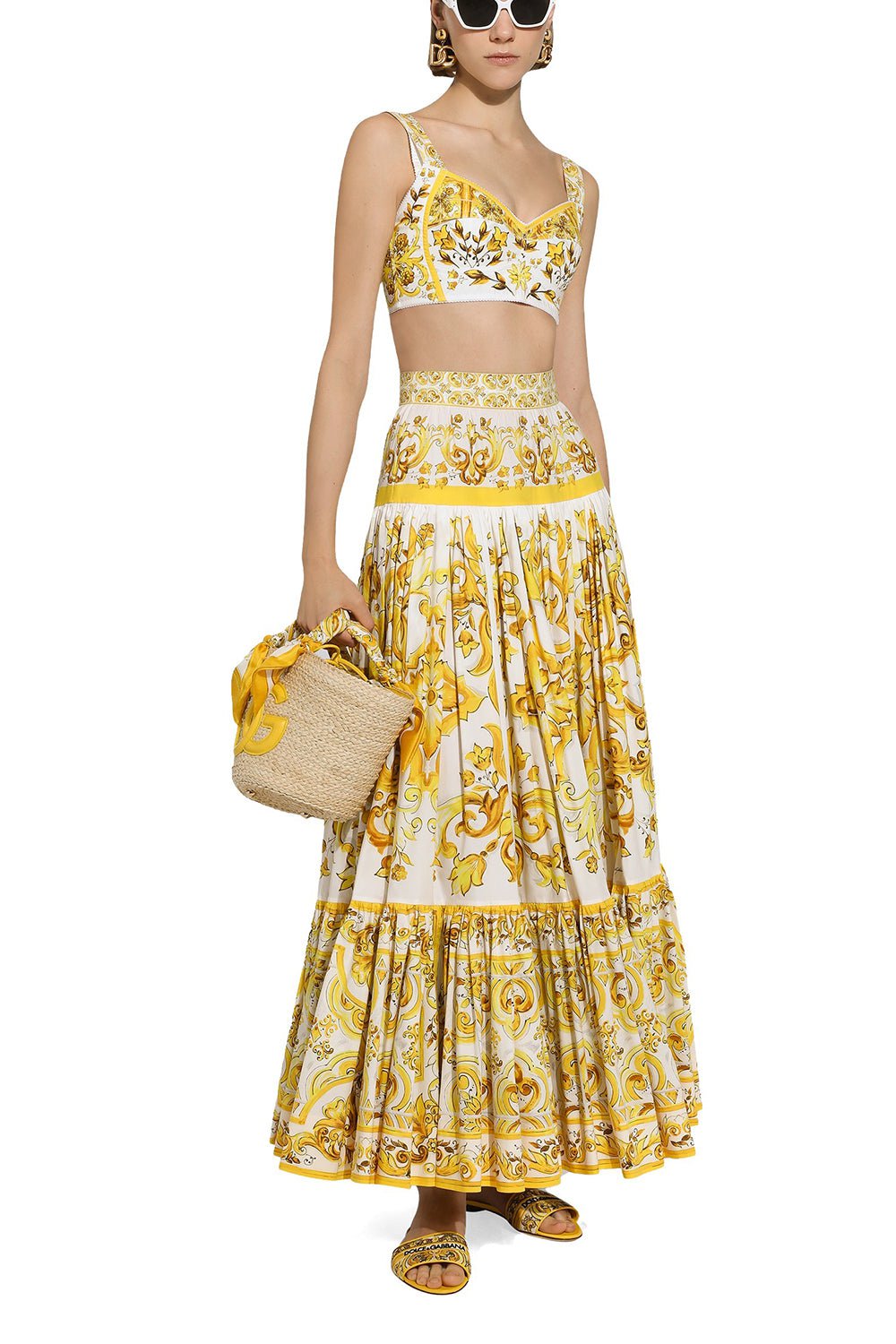 DOLCE & GABBANA-Maiolica Ruffle Maxi Skirt-