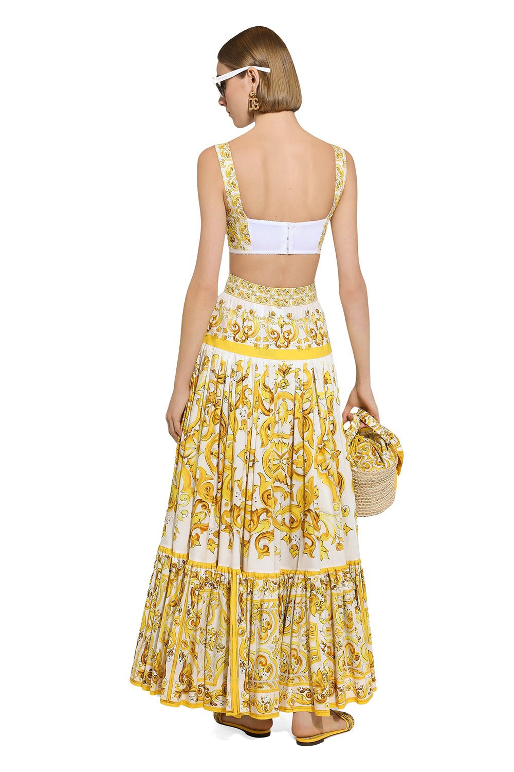 DOLCE & GABBANA-Maiolica Ruffle Maxi Skirt-