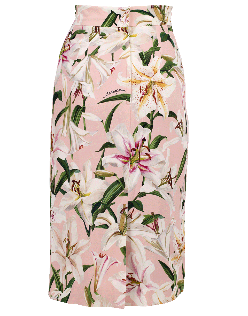 DOLCE & GABBANA-Lily Print Slim Skirt-