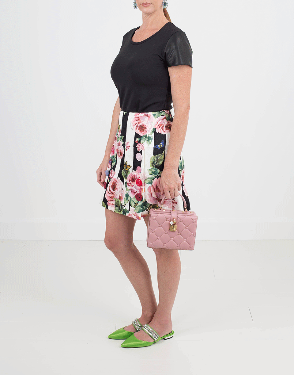 DOLCE & GABBANA-Stripe And Rose Print Skirt-