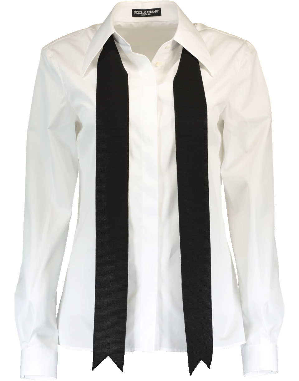 DOLCE & GABBANA-Poplin Blouse With Ribbon-