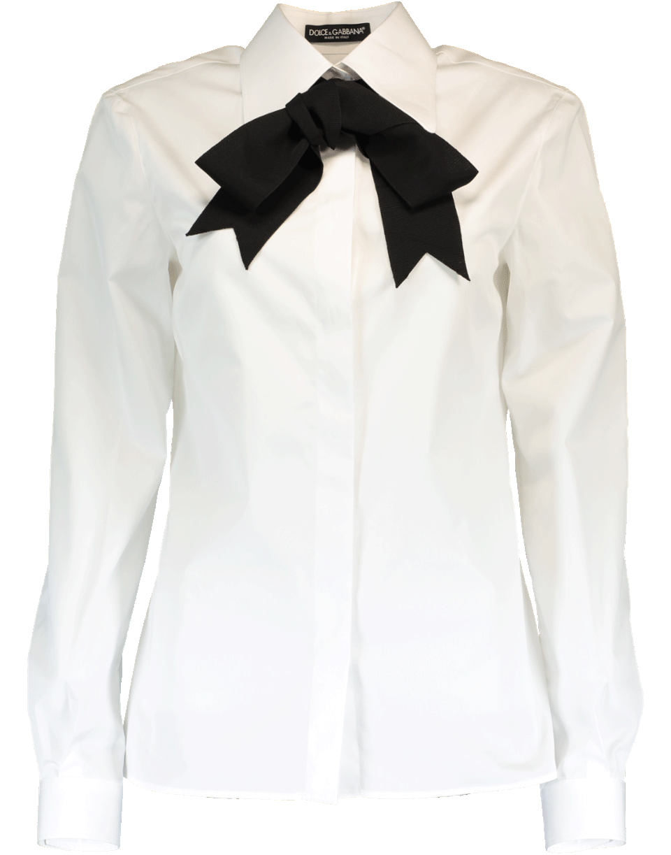 DOLCE & GABBANA-Poplin Blouse With Ribbon-