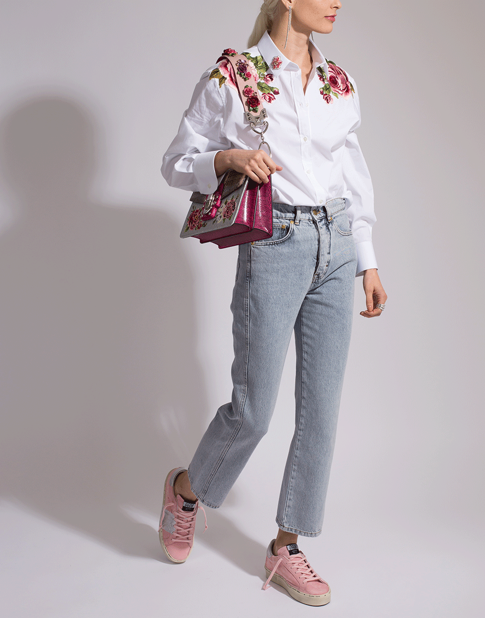 DOLCE & GABBANA-Rose Embroidered Shoulder Blouse-