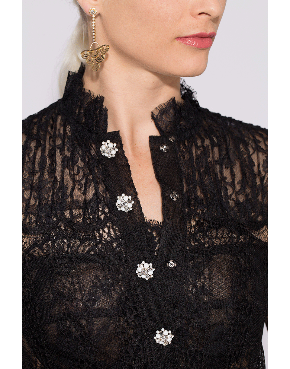 DOLCE & GABBANA-High-Neck Chantilly Blouse-