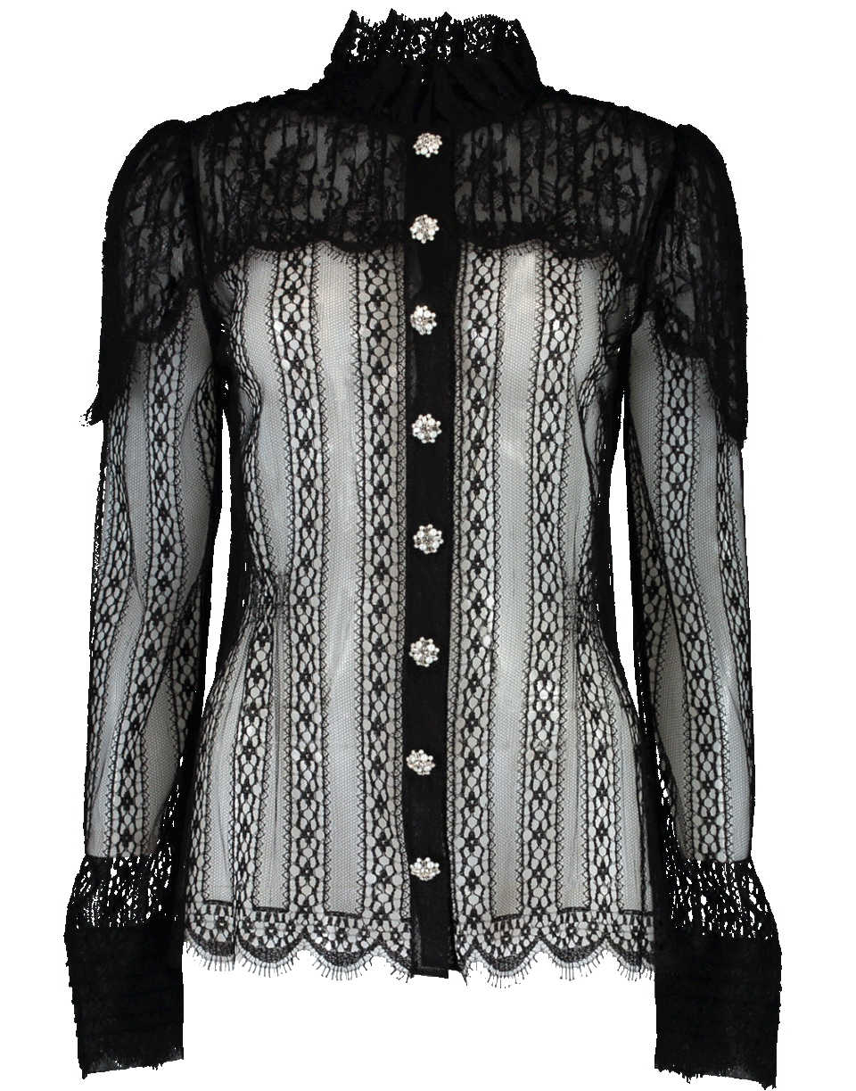 DOLCE & GABBANA-High-Neck Chantilly Blouse-