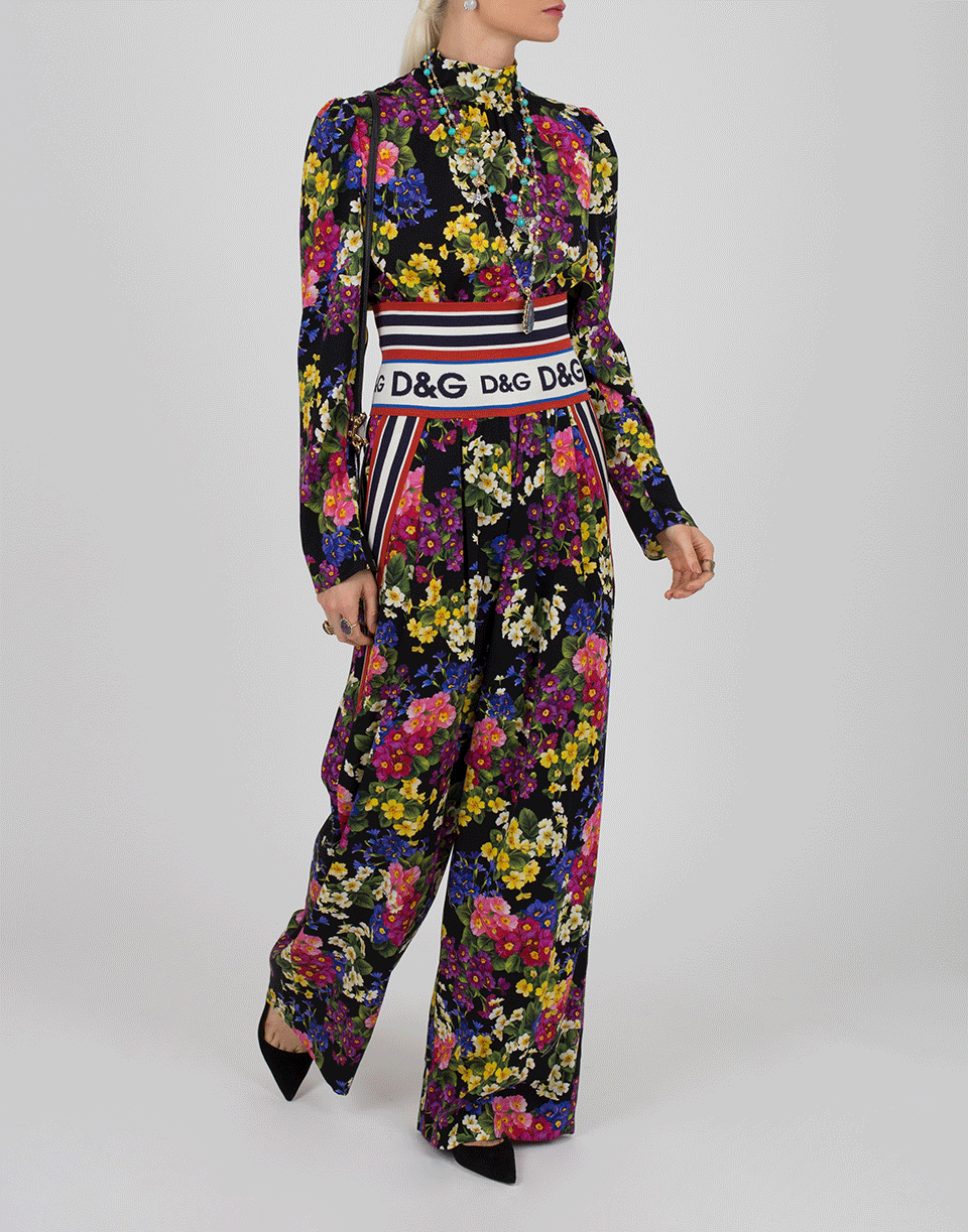 DOLCE & GABBANA-Floral Turtle Neck Blouse-