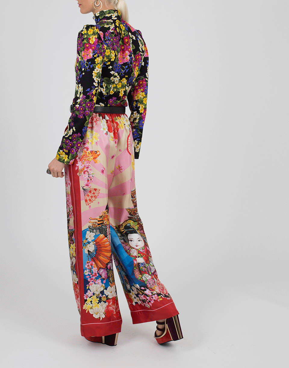 DOLCE & GABBANA-Floral Turtle Neck Blouse-