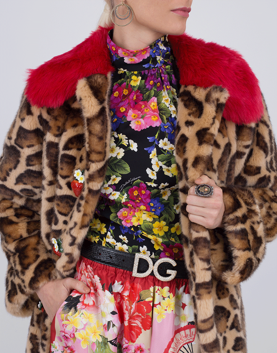 DOLCE & GABBANA-Floral Turtle Neck Blouse-